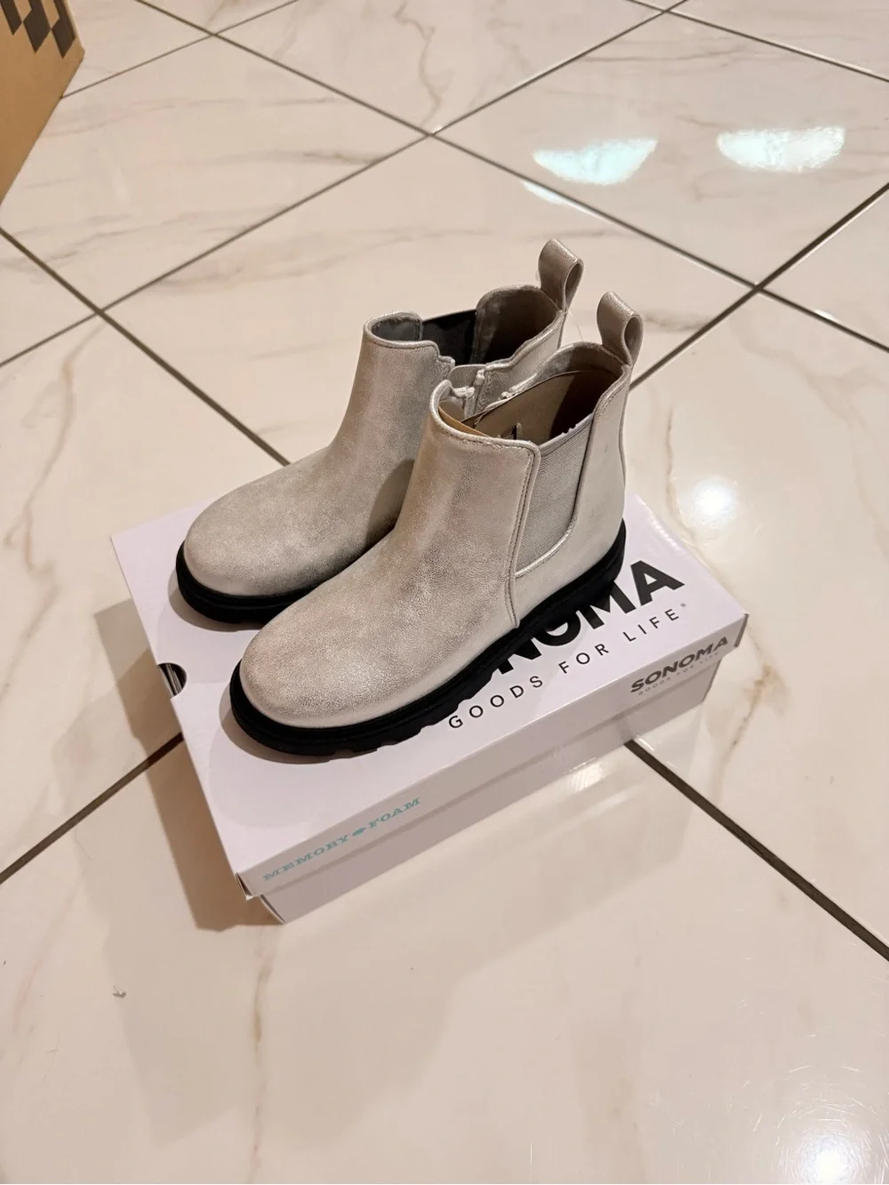 Sonoma Metallic Silver Kids Chelsea Lug Boots